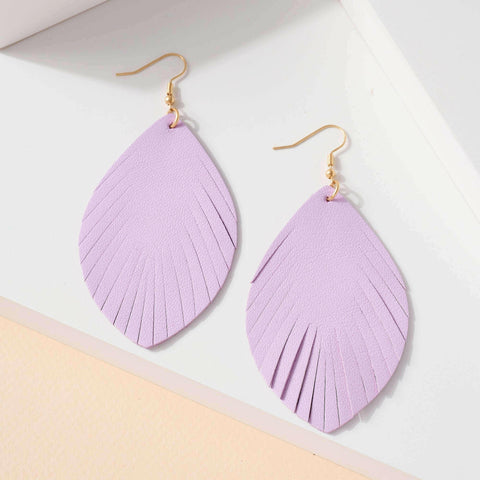 Feather Genuine Leather Earrings.