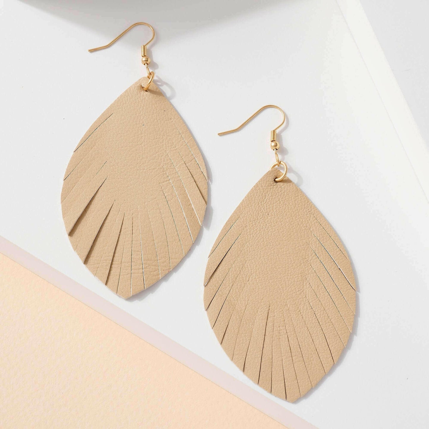 Feather Genuine Leather Earrings.