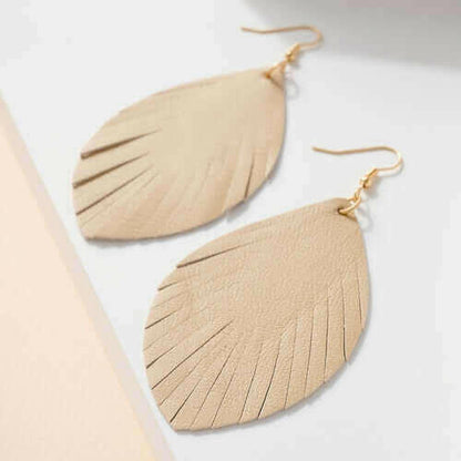 Feather Genuine Leather Earrings.