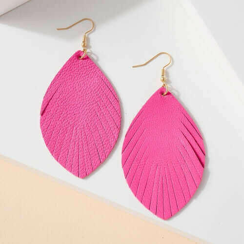 Feather Genuine Leather Earrings.