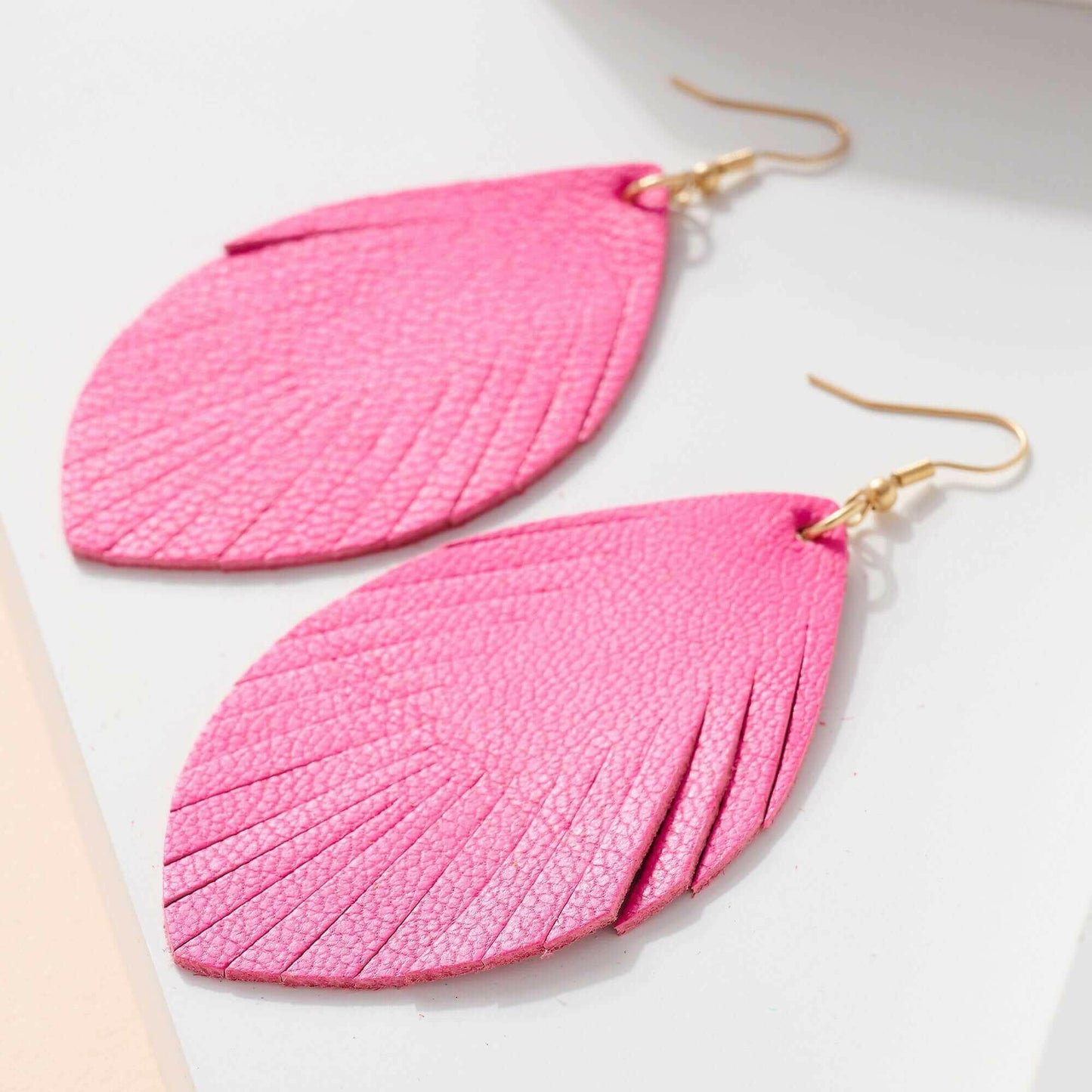 Feather Genuine Leather Earrings.