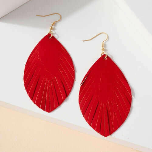 Feather Genuine Leather Earrings.