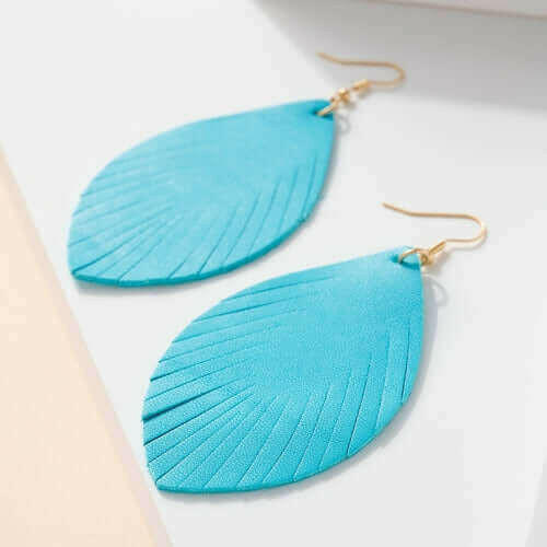 Feather Genuine Leather Earrings.