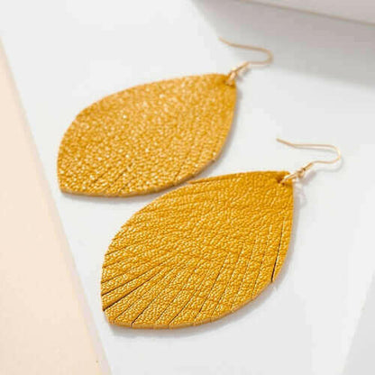 Feather Genuine Leather Earrings.