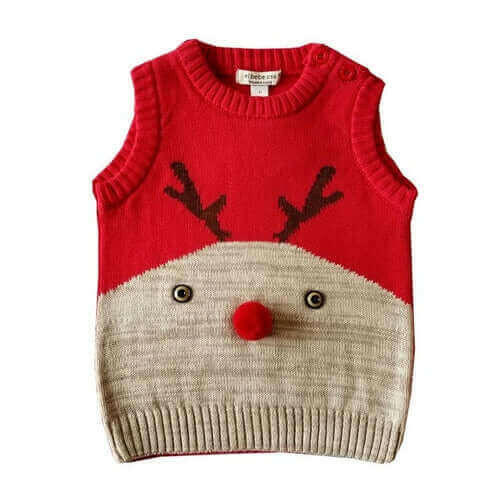 kids sweaters sleeveless new year sweater knitted baby vest toddler