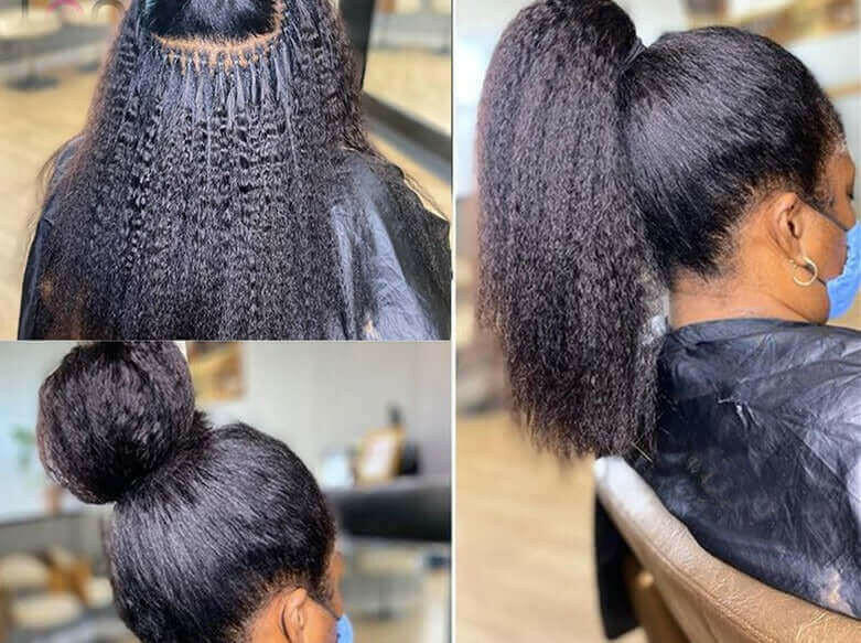 Kinky Straight I Tip Microlinks Braiding Human Hair Extensions 100% Vi.