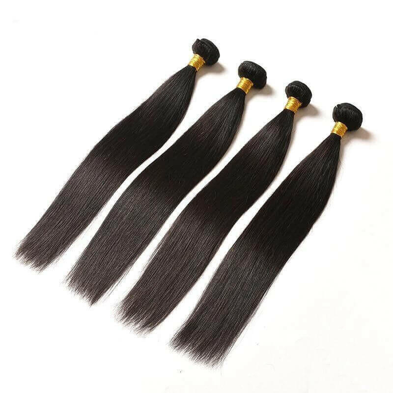 BeuMax 10A Grade 3/4 Straight Hair Bundles with 4x4 Closure Brazilian.