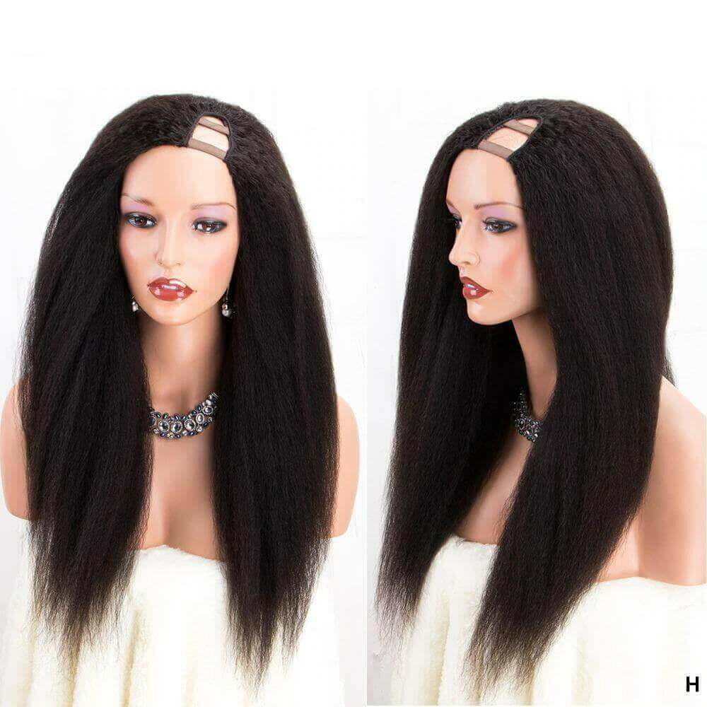 U Part Wig Kinky Straight Human Hair Wigs For Black Women Brazilian Re.