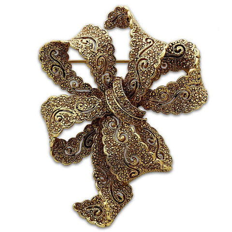 LO2403 - Gold White Metal Brooches with Top Grade Crystal  in Citrine