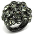 LO2545 - Ruthenium Brass Ring with Top Grade Crystal in Black Diamond