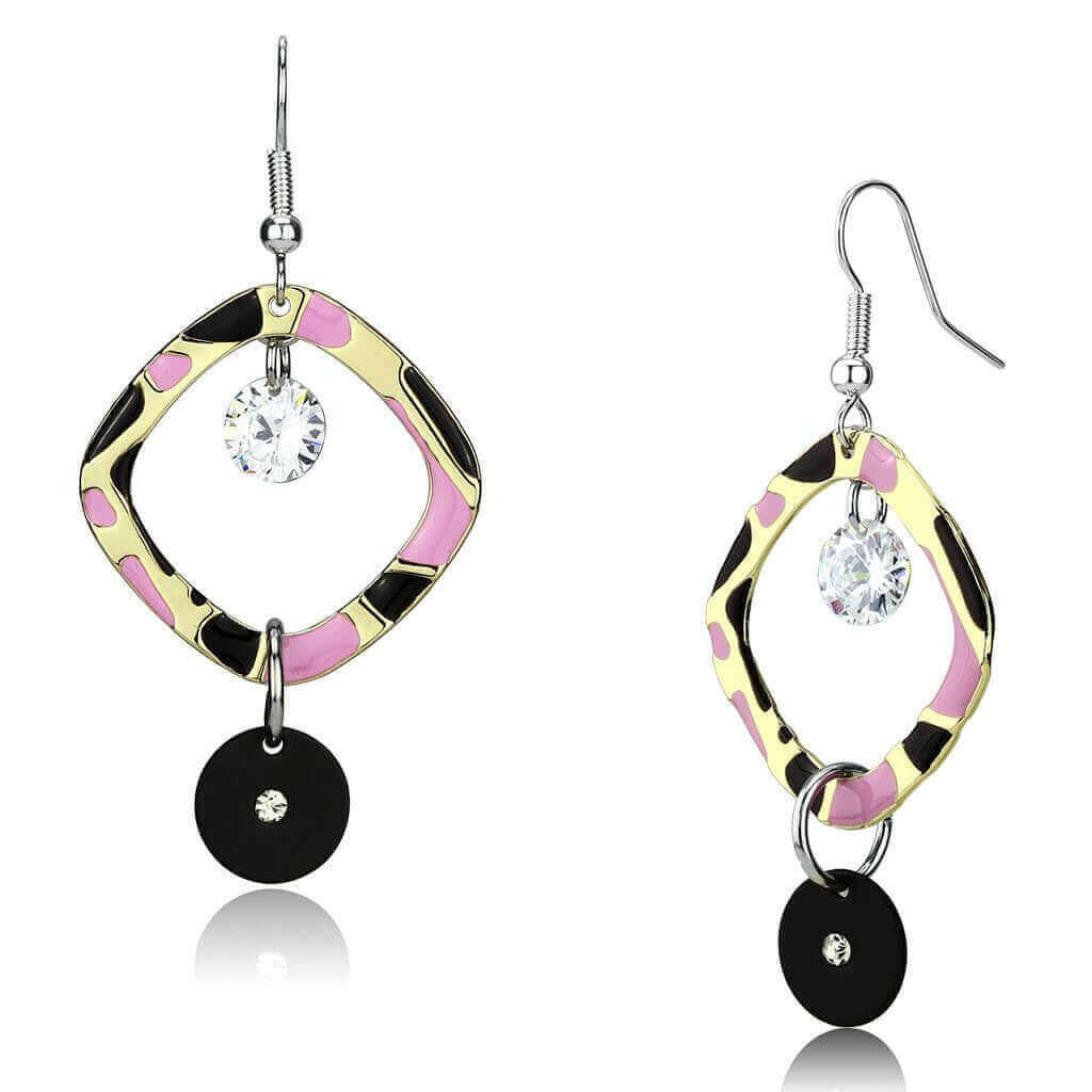 LO2711 - Special Color Iron Earrings with AAA Grade CZ  in Clear.