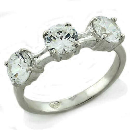 LOAS1189 - High-Polished 925 Sterling Silver Ring with AAA Grade CZ.