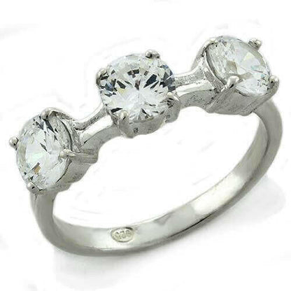 LOAS1189 - High-Polished 925 Sterling Silver Ring with AAA Grade CZ.