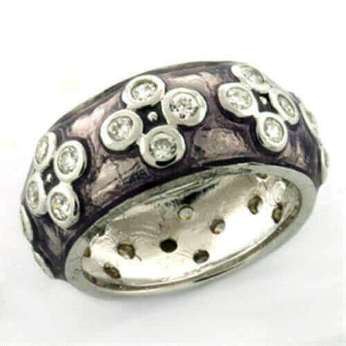 LOAS730 - Rhodium 925 Sterling Silver Ring with Epoxy in Light