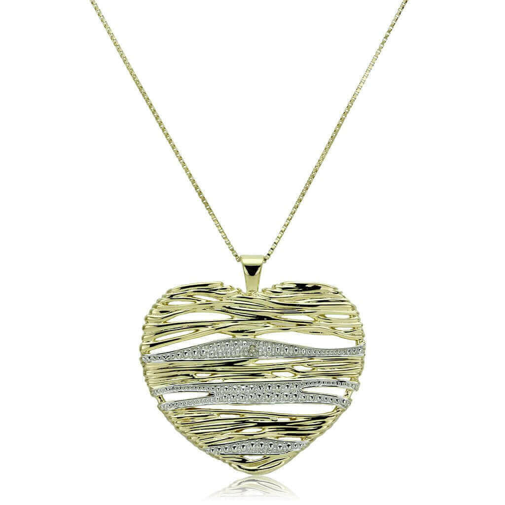 LOS599 - Gold+Rhodium 925 Sterling Silver Necklace with AAA Grade CZ.