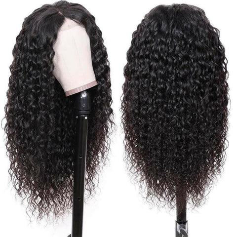 180% Density Full 4x4 Transparent Lace Front Water Wave Human Hair Wig.