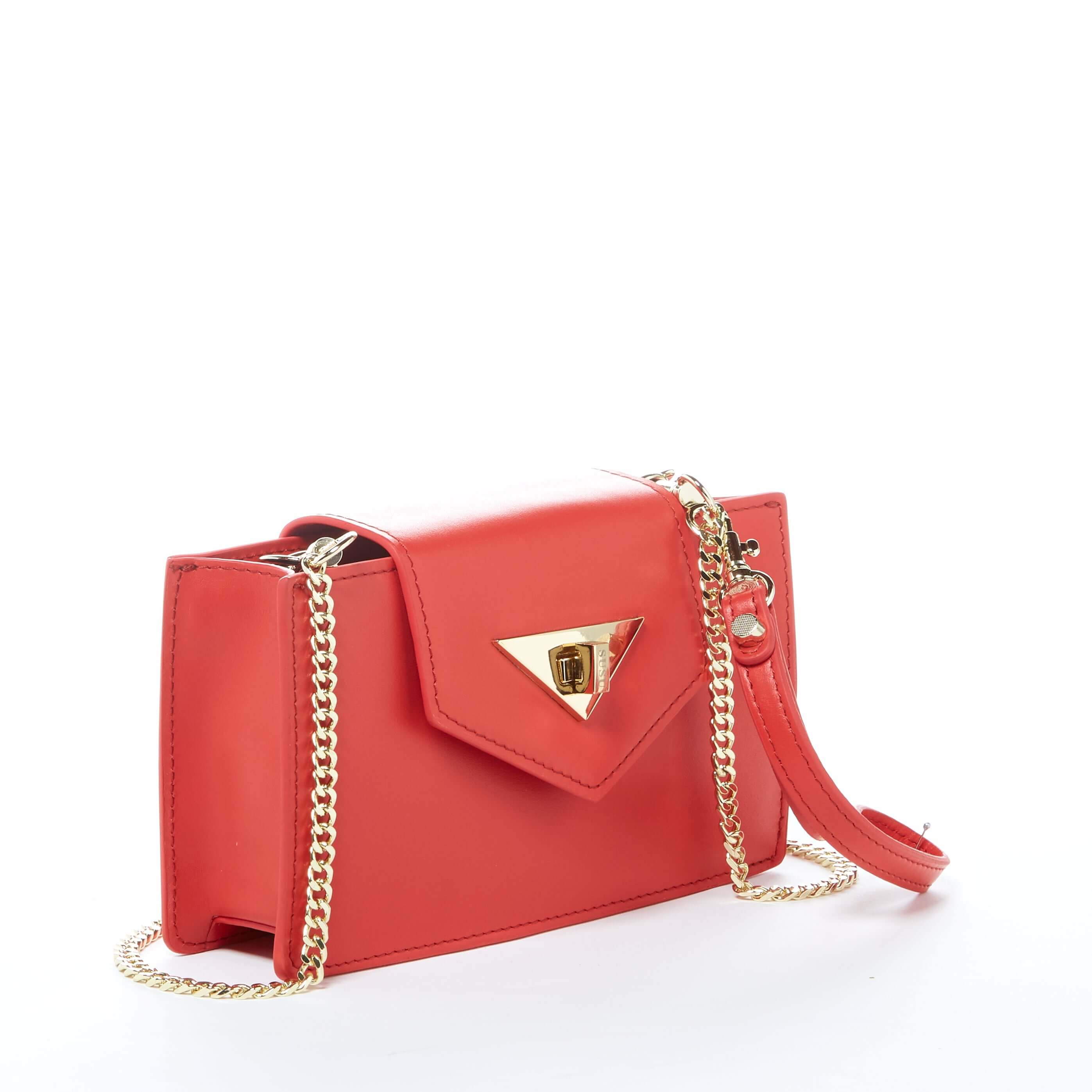 Mini Crossbody Bag Small Leather Red Purse Wristlet Women&
