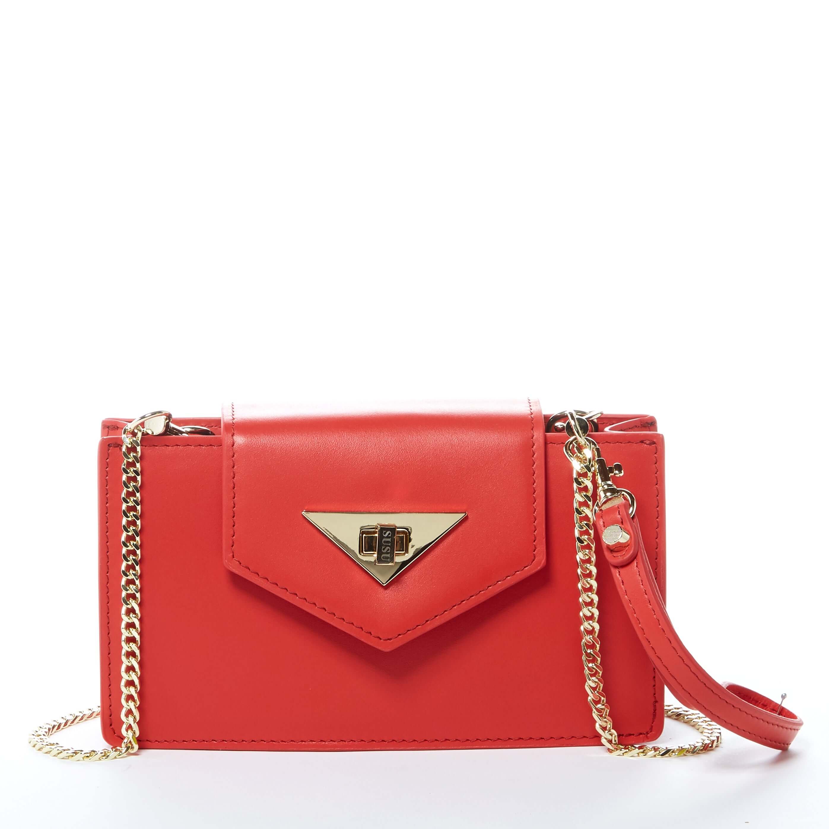 Mini Crossbody Bag Small Leather Red Purse Wristlet Women&