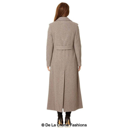 Wool Blend Double Breasted Long Coat