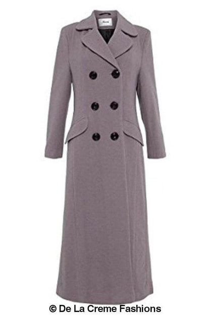 Wool Blend Double Breasted Long Coat