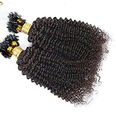 Kinky Curly Human Hair i Tip Microlinks Bulk Braiding Human Hair Bundl.