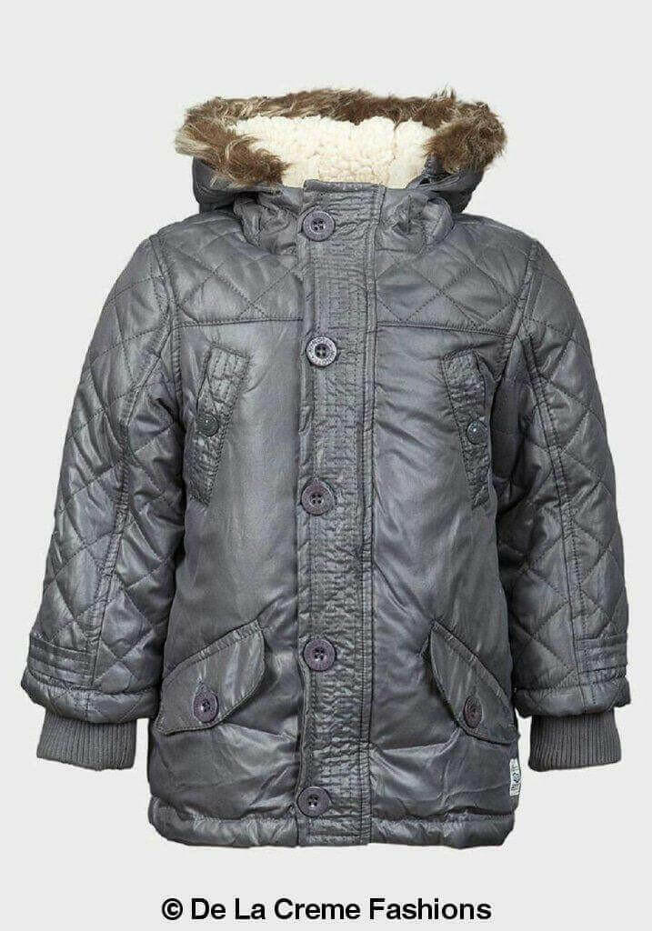 Minoti - Boys Quilted Winter Padded Jacket Faux Fur Hooded Puffa Coat.