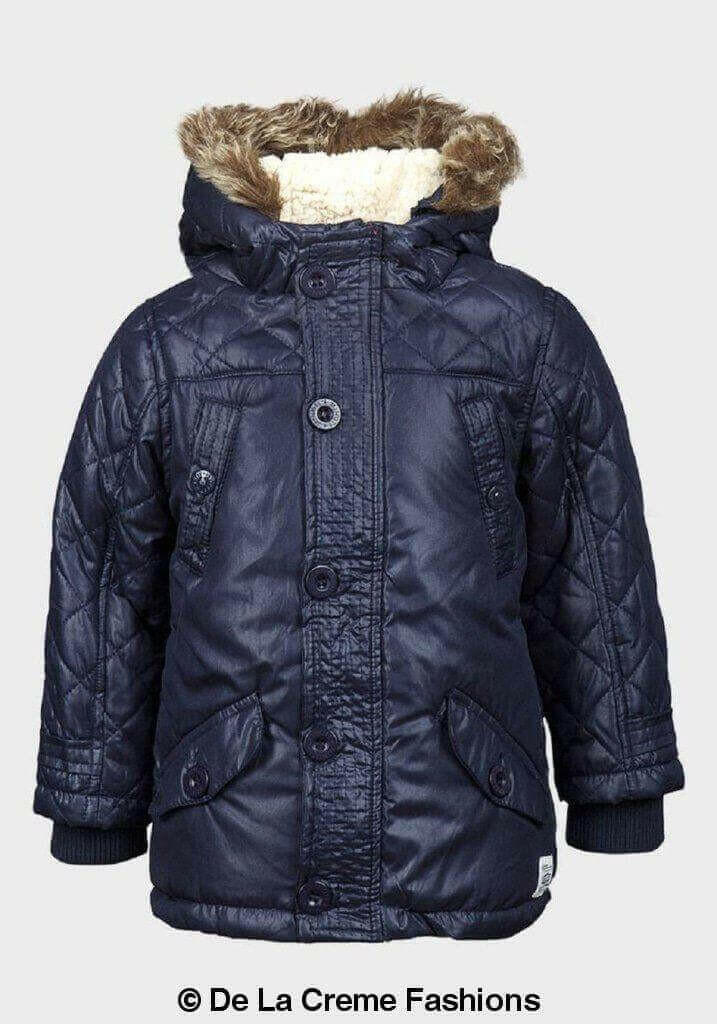 Minoti - Boys Quilted Winter Padded Jacket Faux Fur Hooded Puffa Coat.