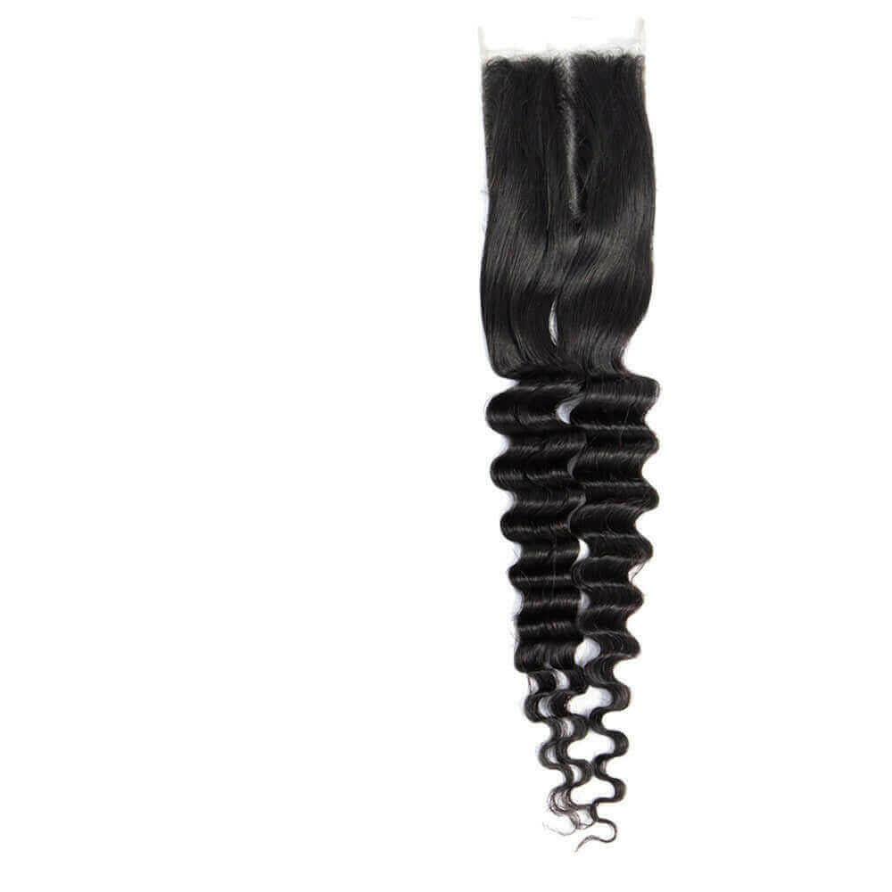 Brazilian 3/4 Fancy Deep Wavy Fumi Human Hair bundles with 4x4 Closure.