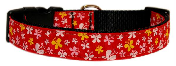 Mirage Pet Products 125-005 SMRD Butterfly Nylon Ribbon Collar Red Sm.