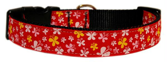Mirage Pet Products 125-005 SMRD Butterfly Nylon Ribbon Collar Red Sm