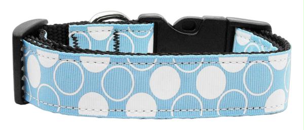 Mirage Pet Products 125-011 MDBBL Diagonal Dots Nylon Collar  Baby Blu.