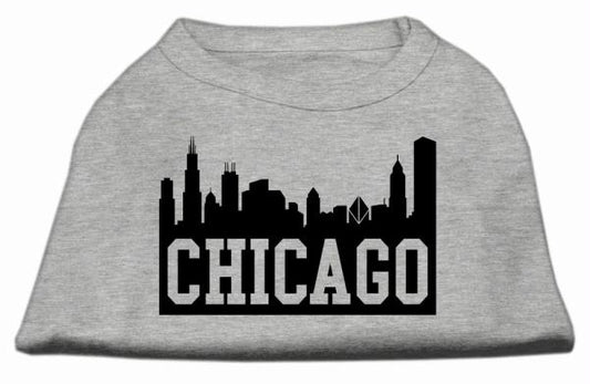 Mirage Pet Products 51-66 XLGY Chicago Skyline Screen Print Shirt Grey.