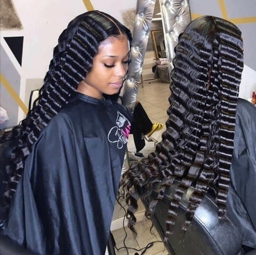 10A Grade 3/4 Loose Deep Wave bundles with 4x4 Closures &amp; 13x4 Frontal