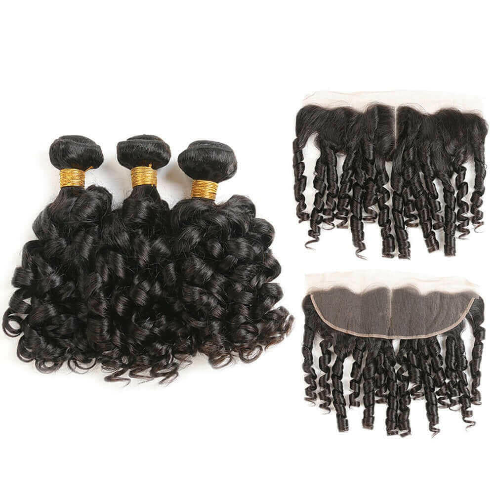 10A Grade Brazilian 3/4 Bundles Loose Bouncy Curl Human Hair bundles w.