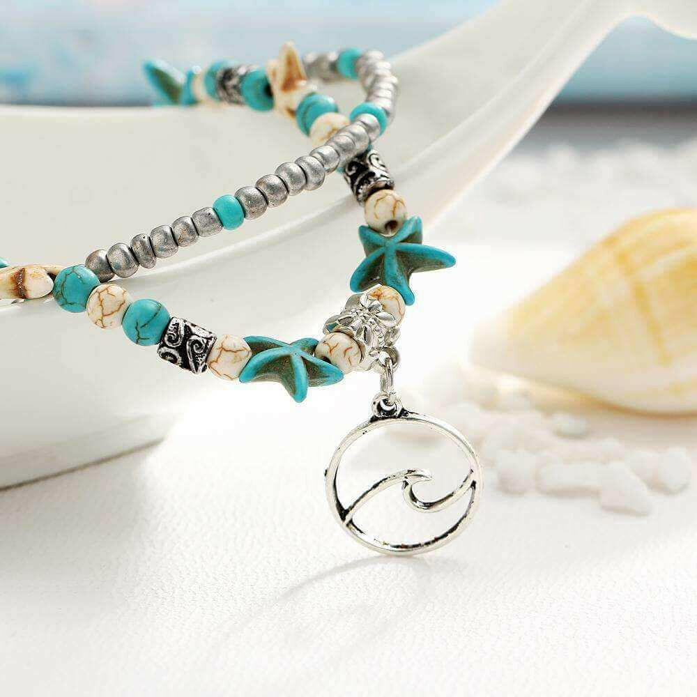 Ocean Theme Double Layer Anklet.