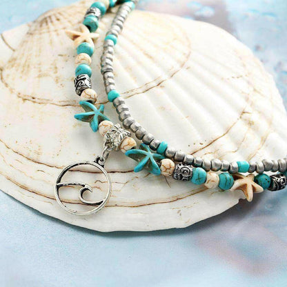 Ocean Theme Double Layer Anklet.