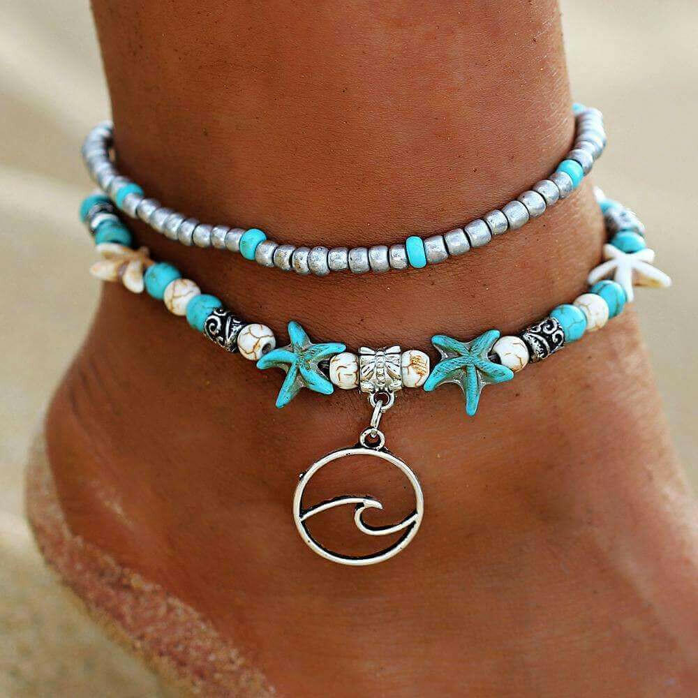 Ocean Theme Double Layer Anklet.