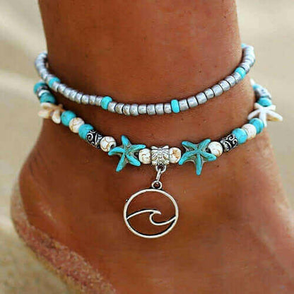 Ocean Theme Double Layer Anklet.