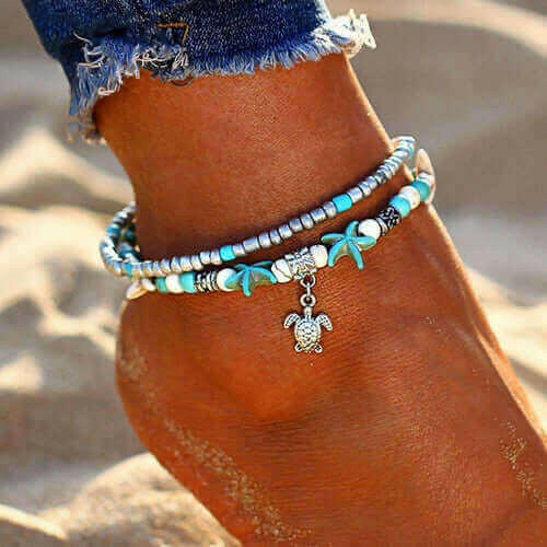 Ocean Theme Double Layer Anklet.