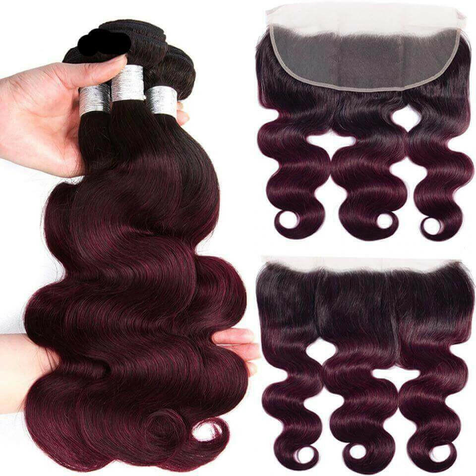 BeuMax 1B/99J Body Wave BUNDLES with CLOSURES & FRONTALS.