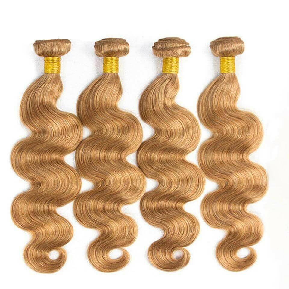 #27 Body Wave 10A Grade #1B/27 Hair BUNDLES with 4x4 CLOSURES & 13x4 F.