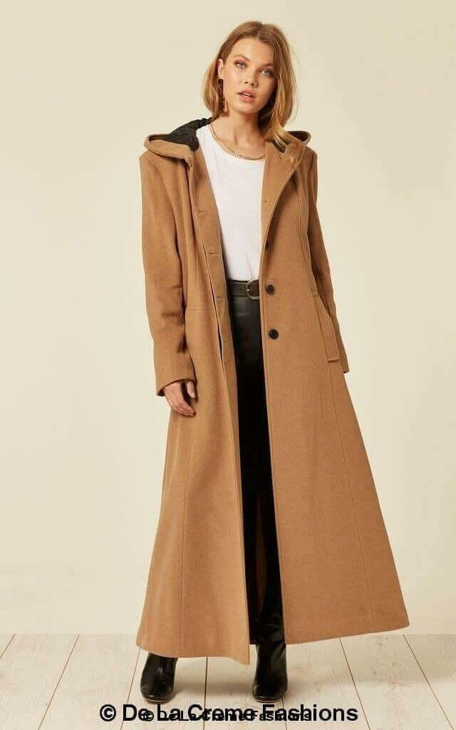 Oversized Wool Blend Hooded Long Coat (1716).