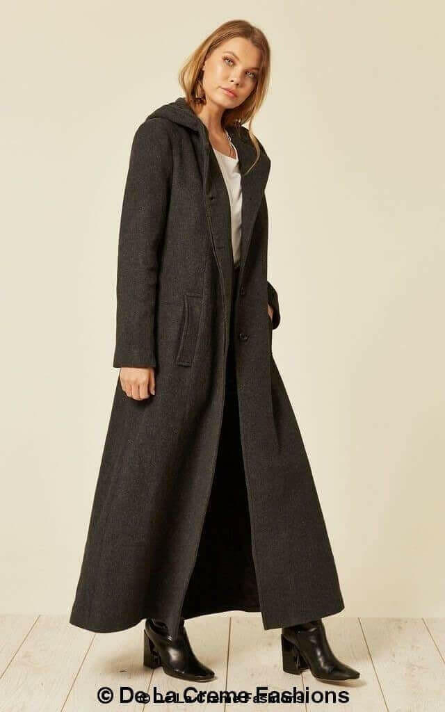 Oversized Wool Blend Hooded Long Coat (1716).