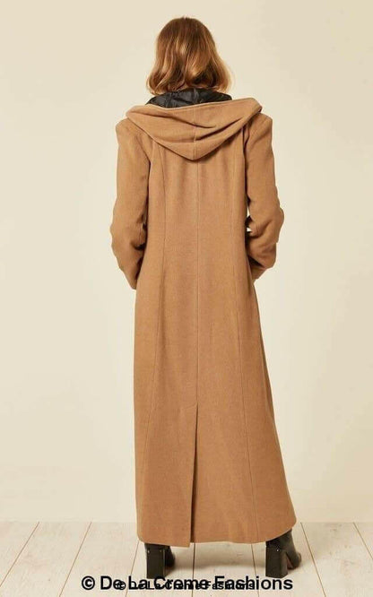 Oversized Wool Blend Hooded Long Coat (1716).