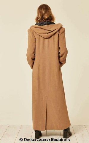 Oversized Wool Blend Hooded Long Coat (1716).