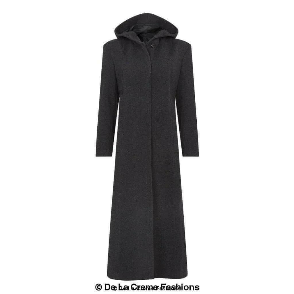 Oversized Wool Blend Hooded Long Coat (1716).