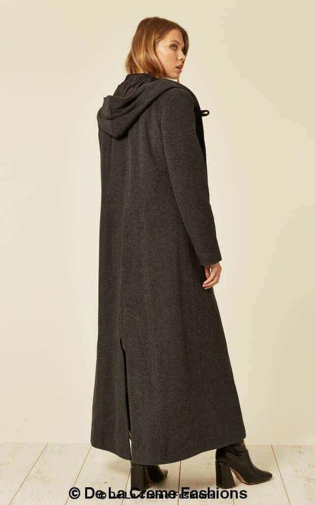 Oversized Wool Blend Hooded Long Coat (1716).