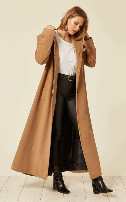 Oversized Wool Blend Hooded Long Coat (1716).