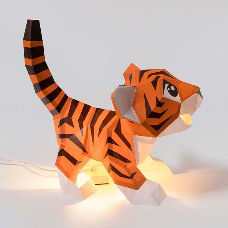 Baby Tiger 3D Paper Model, Lamp