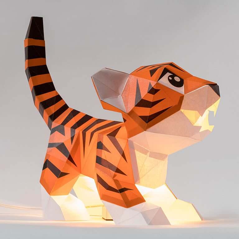 Baby Tiger 3D Paper Model, Lamp